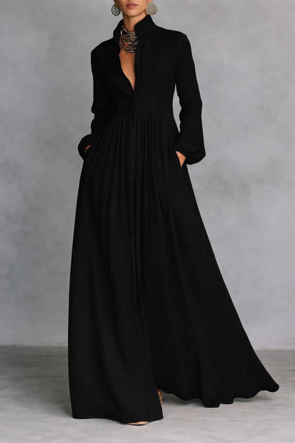 Amelia – Elegancka sukienka maxi z guzikami