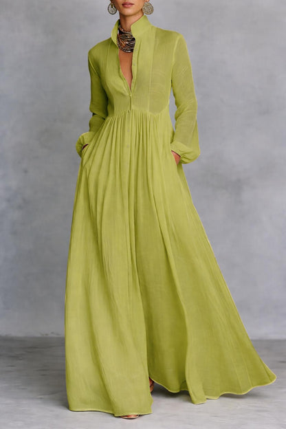 Amelia – Elegancka sukienka maxi z guzikami