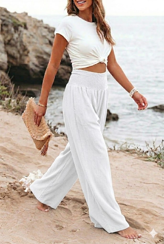 Monica | Woman Linen Trousers With Stretch Fabric And Comfortable Fit | Casual Everyday
