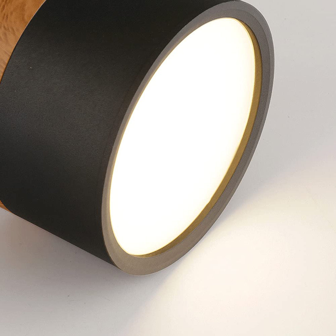 Wood And Metal Ceiling Lamp – Small Cylindrical Modern Accent Design