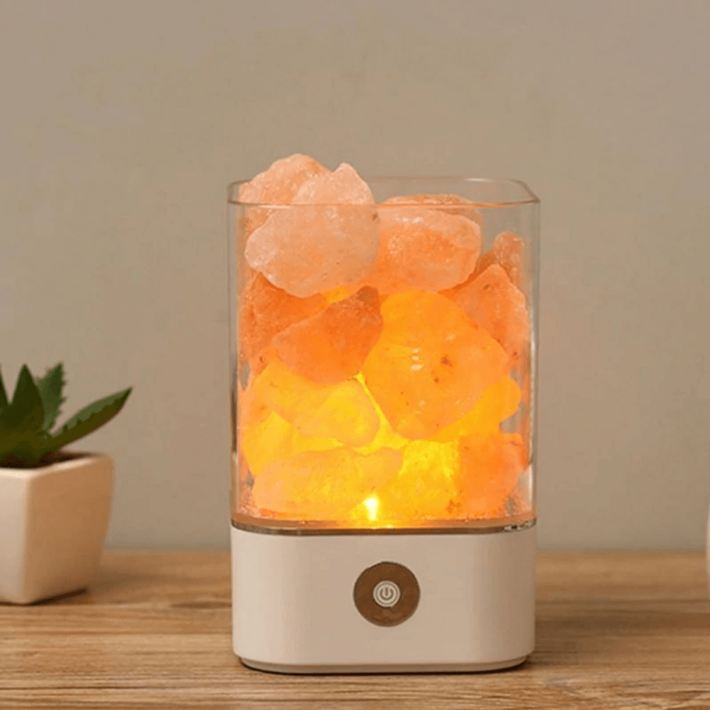 Lampe en cristal de sel de l'Himalaya (couleur) | Éclairage - Science Factory