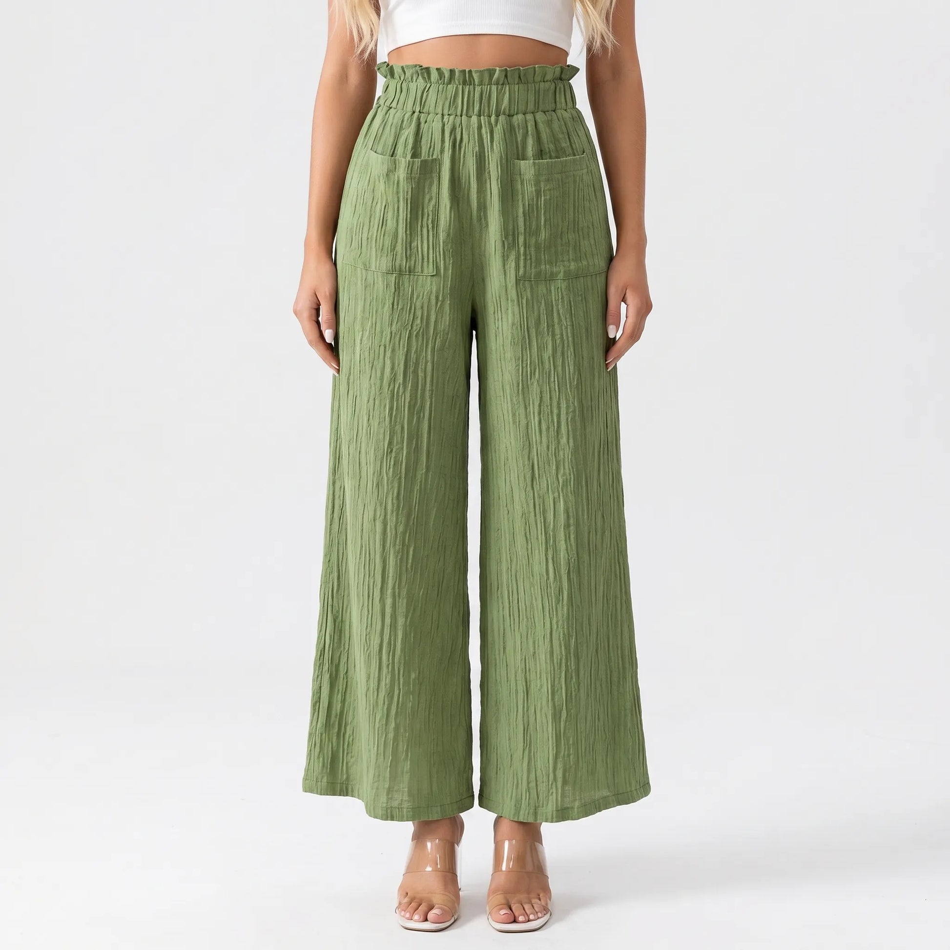Wide leg bukser dame | Luftige sommerbukser med lommer