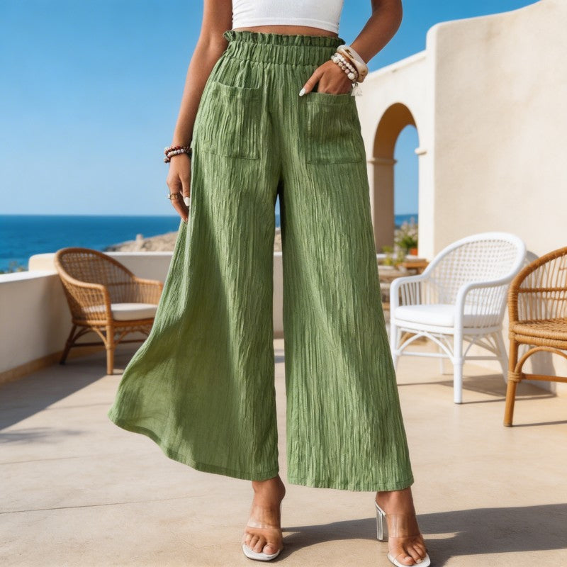 Wide leg bukser dame | Luftige sommerbukser med lommer
