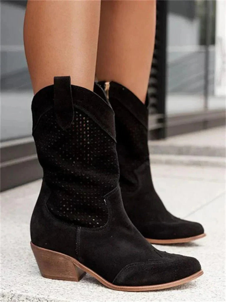 Willa Cowboy Boots | Mid-Calf, Side Zipper, Durable Synthetic 1