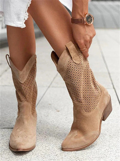 Willa Cowboy Boots | Mid-Calf, Side Zipper, Durable Synthetic 2