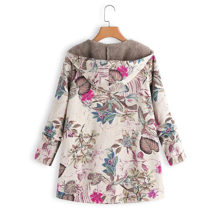 Casey | Women’s Winter Floral Coat with Hood - Image 2