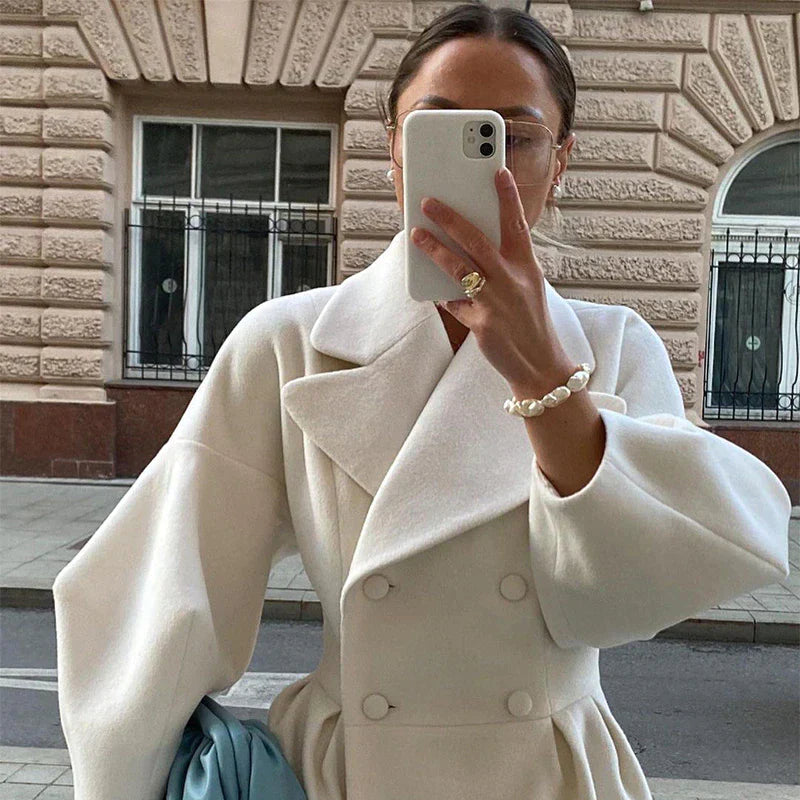 Damen Trenchcoat | Doppelreihig mit Revers & Langer Passform