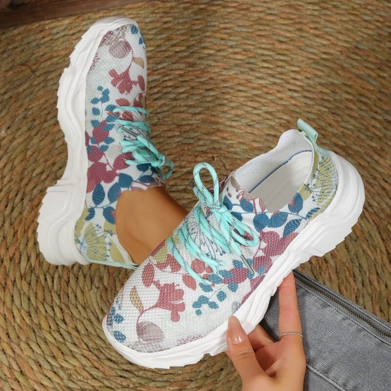 Lässige Sneakers Mit Blumendruck