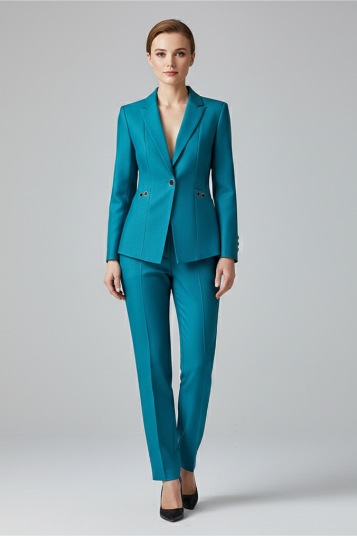 Women Blazer Set with One Button and Straight Trousers | Lunarafi