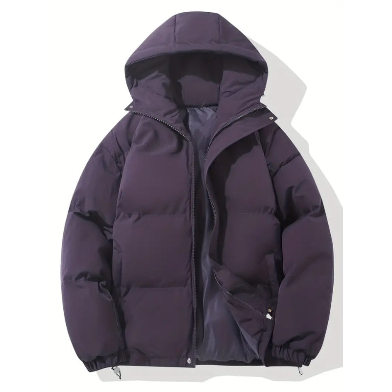 Women's Hooded Puffer Jacket with Zip Closure