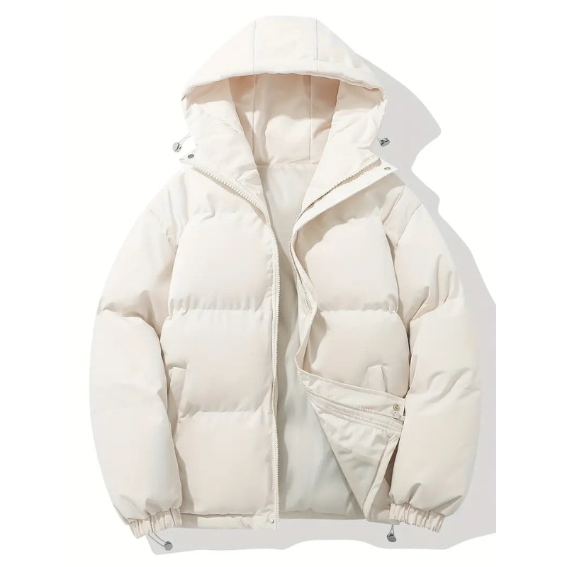Women's Hooded Puffer Jacket with Zip Closure