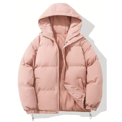 Women's Hooded Puffer Jacket with Zip Closure