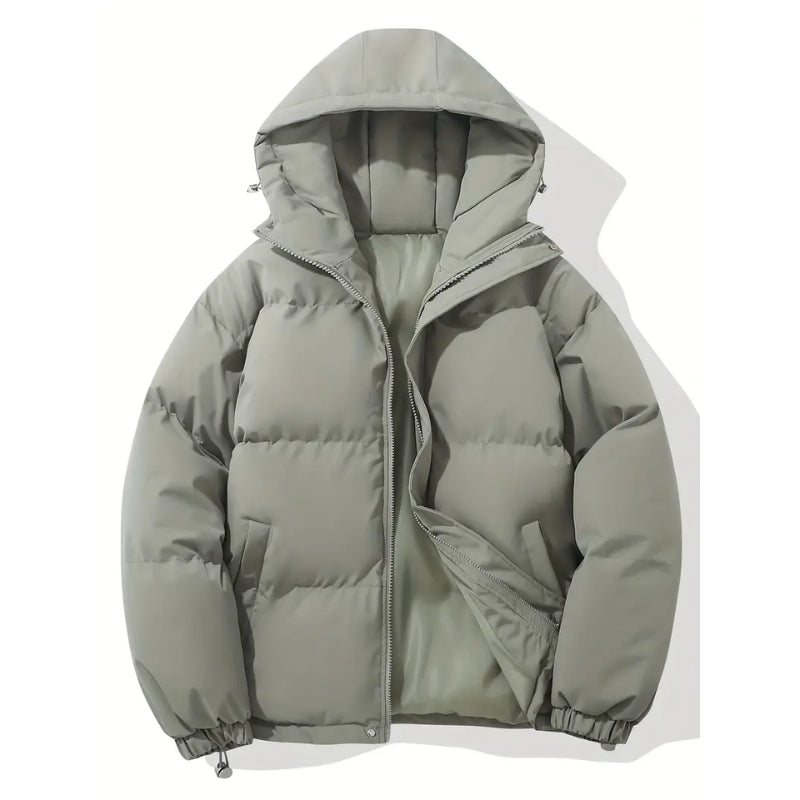 Women's Hooded Puffer Jacket with Zip Closure