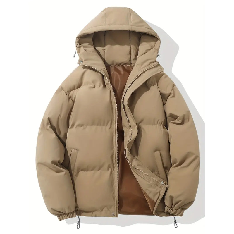 Women's Hooded Puffer Jacket with Zip Closure