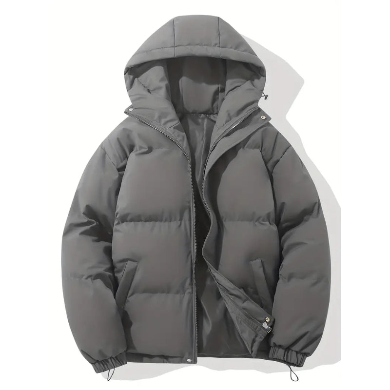 Women's Hooded Puffer Jacket with Zip Closure