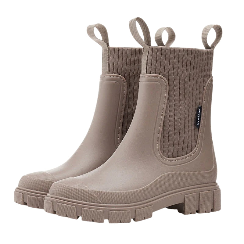 Women's Mid Calf Pull On Boots with Chunky Sole