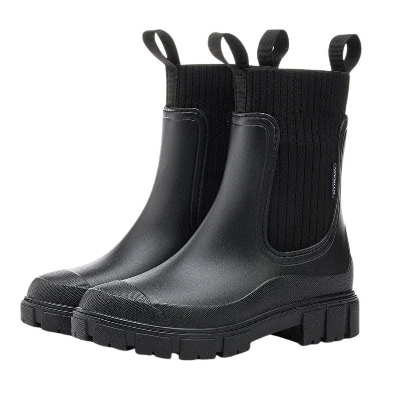 Women's Mid Calf Pull On Boots with Chunky Sole