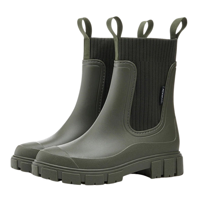 Women's Mid Calf Pull On Boots with Chunky Sole