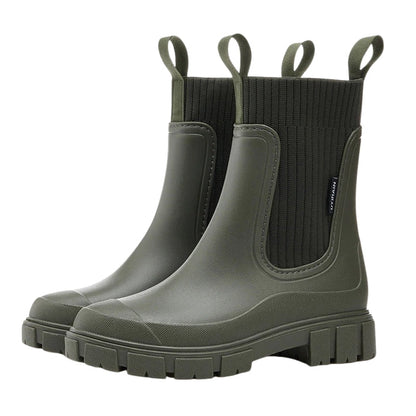 Women's Mid Calf Pull On Boots with Chunky Sole