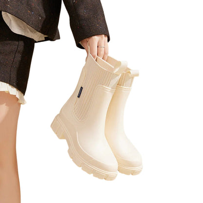 Women's Mid Calf Pull On Boots with Chunky Sole