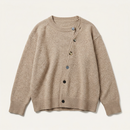 Women’s Button-Front Cardigan – Round Neck Knit Design