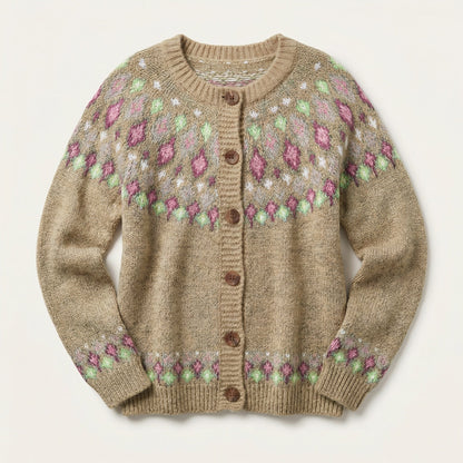 Women’s Knit Cardigan – Button-Front Design with Patterned Detail