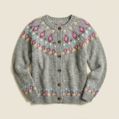 Women’s Knit Cardigan – Button-Front Design with Patterned Detail