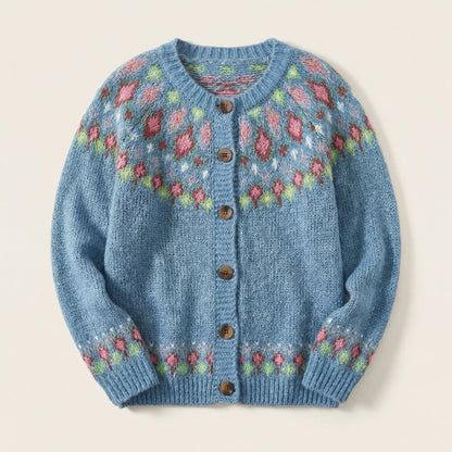 Women’s Knit Cardigan – Button-Front Design with Patterned Detail