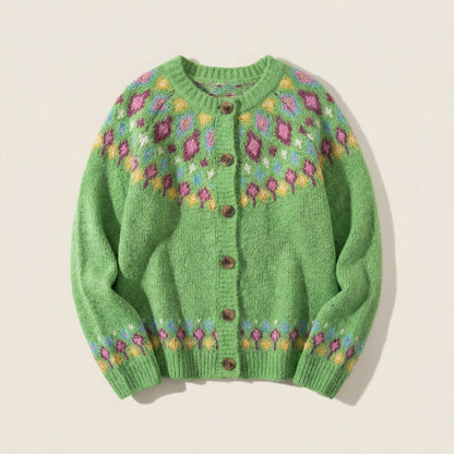 Women’s Knit Cardigan – Button-Front Design with Patterned Detail