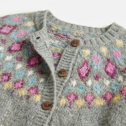 Women’s Knit Cardigan – Button-Front Design with Patterned Detail