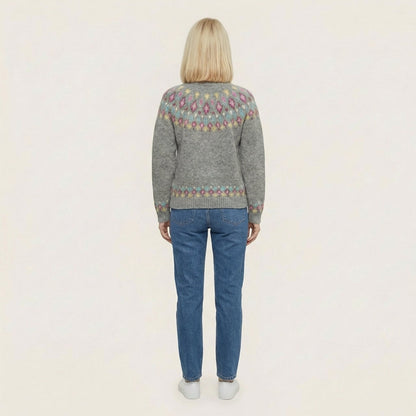 Women’s Knit Cardigan – Button-Front Design with Patterned Detail