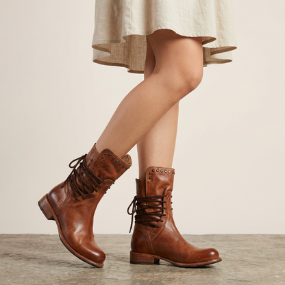 Women’s Lace-Up Ankle Boots – Low Heel Design