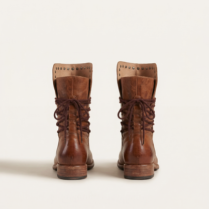 Women’s Lace-Up Ankle Boots – Low Heel Design
