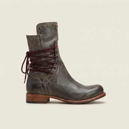 Women’s Lace-Up Ankle Boots – Low Heel Design