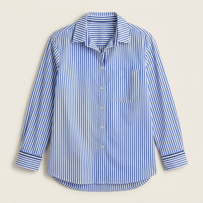 Women’s Long-Sleeve Shirt – Button Front Striped Design