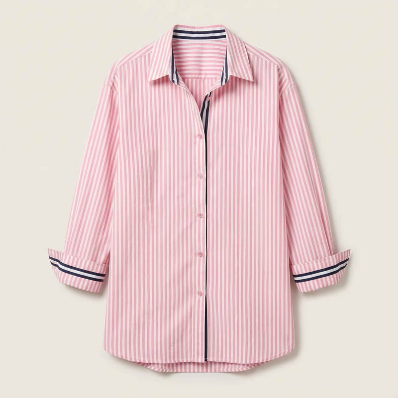 Women’s Long-Sleeve Shirt – Button Front Striped Design