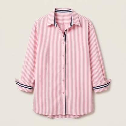 Women’s Long-Sleeve Shirt – Button Front Striped Design