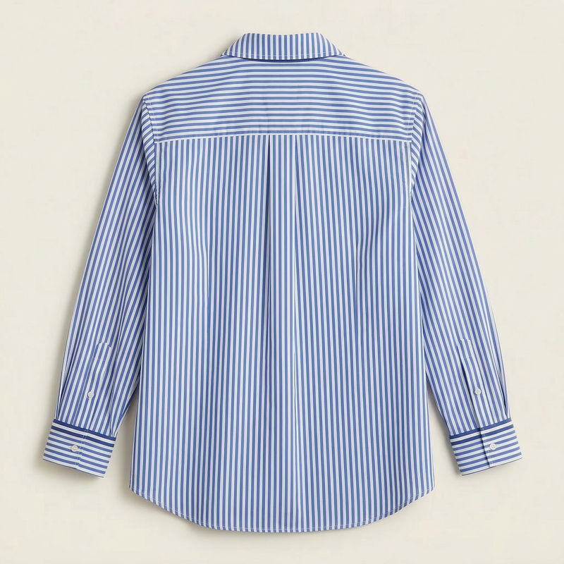 Women’s Long-Sleeve Shirt – Button Front Striped Design