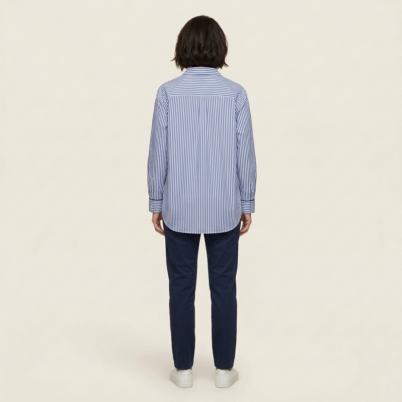 Women’s Long-Sleeve Shirt – Button Front Striped Design
