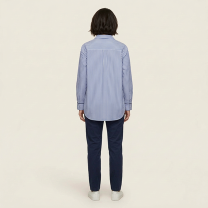 Women’s Long-Sleeve Shirt – Button Front Striped Design