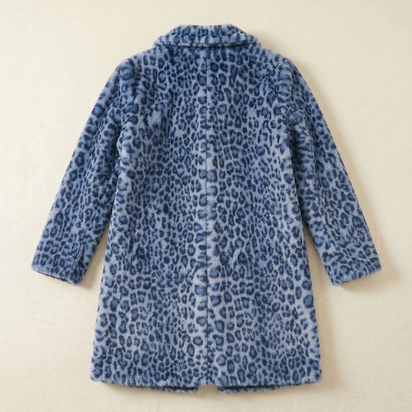 Women’s Long Coat – Leopard Print Open-Front Design