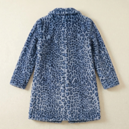Women’s Long Coat – Leopard Print Open-Front Design