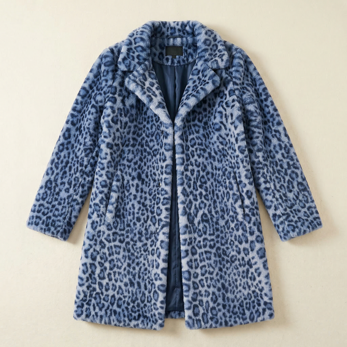 Women’s Long Coat – Leopard Print Open-Front Design