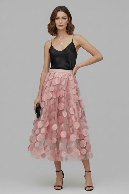Women's Polka Dot Full Skirt in Black - View 9.0 | Roselva
