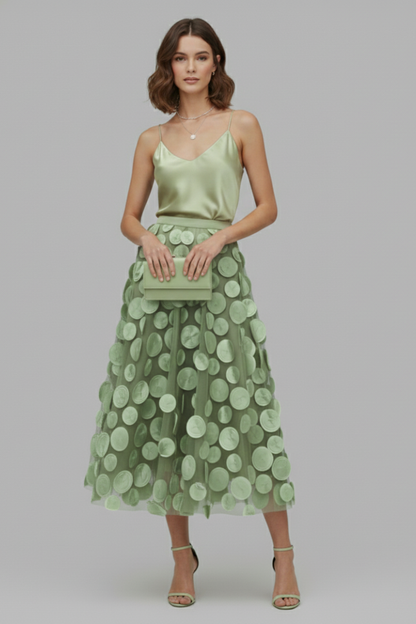 Women's Polka Dot Full Skirt in Black - View 10.0 | Roselva