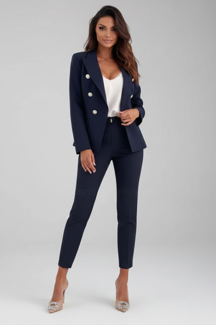 Women's Suit Set with Buttoned Jacket and Straight-Leg Trousers | Lunarafi