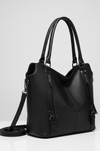 Women's Handbag with Double Handles and Classic Design in Black - View 2.0 | Roselva