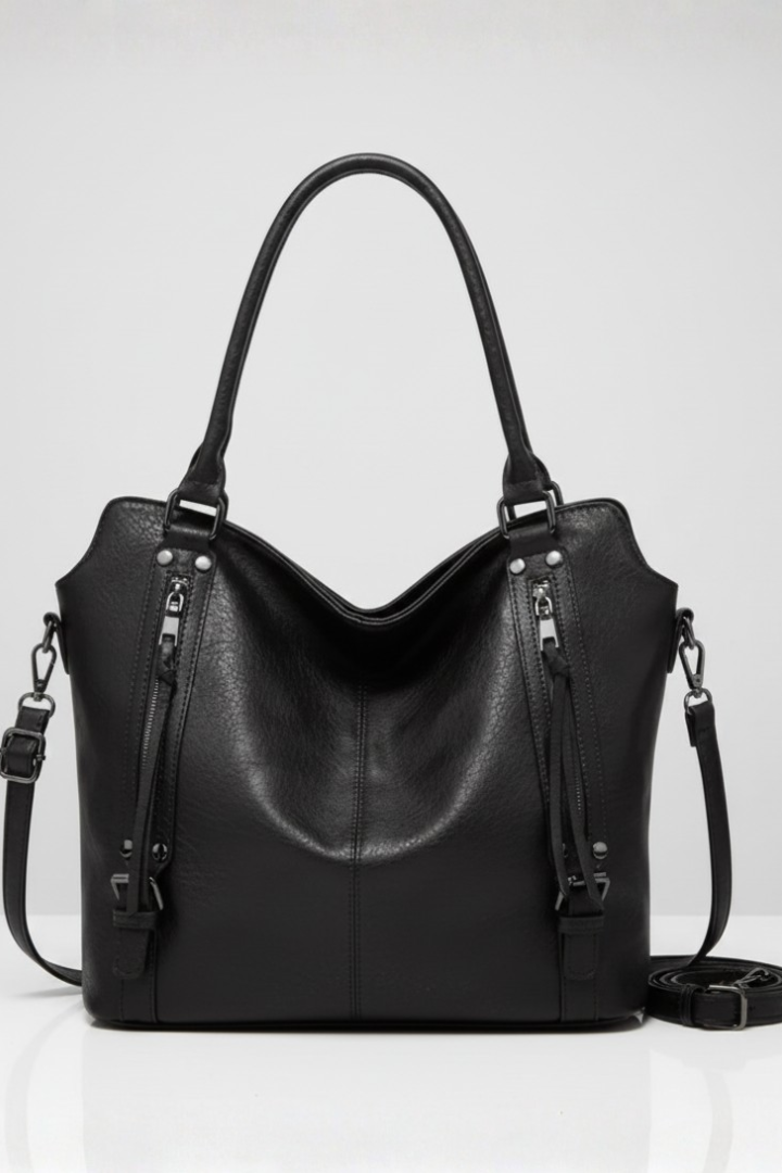 Women's Handbag with Double Handles and Classic Design in Black | Roselva