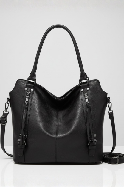 Women's Handbag with Double Handles and Classic Design in Black | Roselva