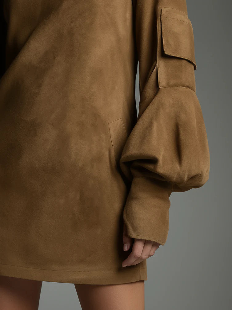 Elira Suede Oversized Mini Dress